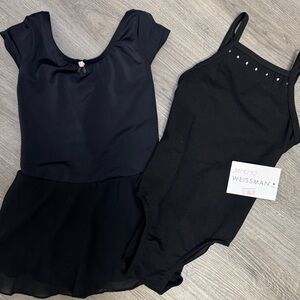 2 Weissman Black Dance Leotard and Skirt Set